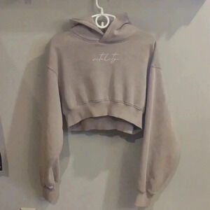 BALANCE ATHLETICA x VITALITY women's large Mica(dark stone)Cropped hoodie